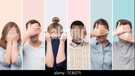 Männer und Frauen Gesicht verstecken wollen, anonym zu bleiben, Stockfoto