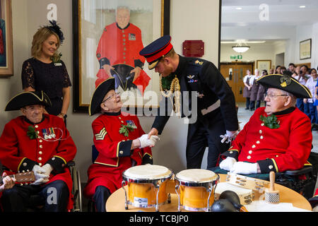 Der Herzog von Sussex, die Margaret Thatcher Krankenstation, Founder's Day Feiern im Royal Hospital Chelsea in London. Stockfoto