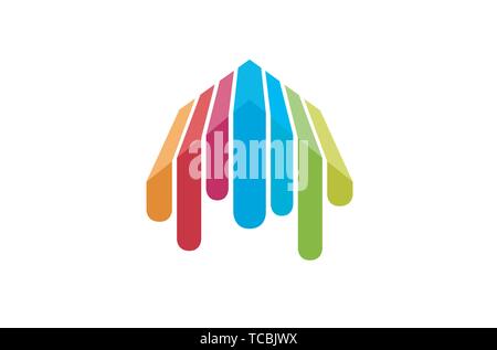 Kreative Bunte Hausdach Logo Vektor Symbol Design Illustration Stock Vektor