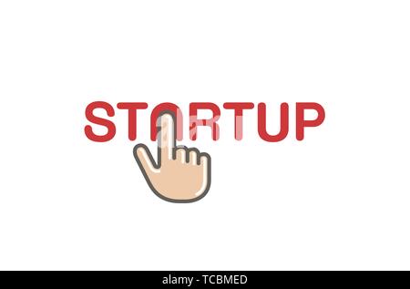 Start Klicken Sie auf Hand Text Buchstabe Logo Vektor Symbol Design Illustration Stock Vektor