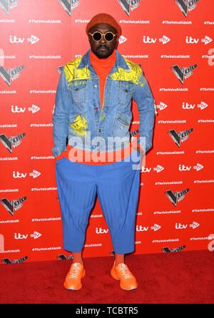 London, Großbritannien. 6. Juni 2019. will.i.am besucht photocall Die Stimme Kinder, neuen ITV-Serie der Kinder Talent Show, auf der RSA, London, London, Großbritannien - 6. Juni 2019 Credit: Nils Jorgensen/Alamy Leben Nachrichten zu starten Stockfoto