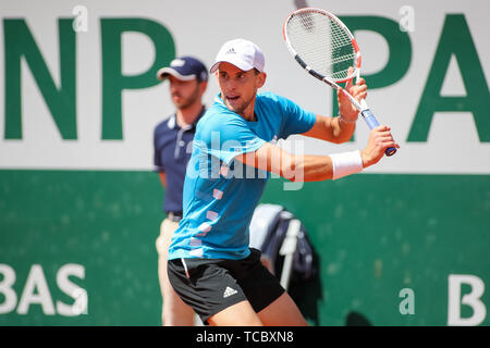 Paris, Frankreich. 6. Juni, 2019. Dominic Thiem von Österreich während der Herren Einzel Viertelfinale der French Open Tennis Turnier gegen Karen Khachanov von Russland in Roland Garros in Paris am 6. Juni 2019. Quelle: LBA/Alamy leben Nachrichten Stockfoto