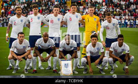 Guimaraes, Portugal. 06 Juni, 2019. UEFA Nationen League Halbfinale, Niederlande gegen England; Das Team von England Line up Credit: Aktion Plus Sport Bilder/Alamy leben Nachrichten Stockfoto