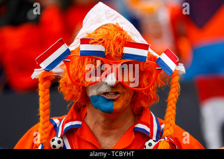 Guimaraes, Portugal. 06 Juni, 2019. Niederlande Fans vor dem UEFA Nationen League Finale zwischen den Niederlanden und England in Estadio D. Afonso Henriques am 6. Juni 2019 in Guimaraes, Portugal. (Foto von Daniel Chesterton/) Credit: PHC Images/Alamy leben Nachrichten Stockfoto