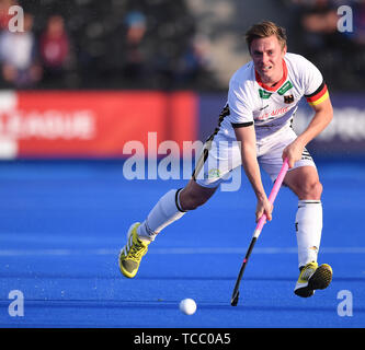 London, Großbritannien. 06 Juni, 2019. 6. Juni 2019, Lee Valley Hockey und Tennis Centre, London, England; Mens FIH Pro Hockey League, Großbritannien gegen Deutschland; Matten Grambusch Deutschland Credit: Aktion Plus Sport Bilder/Alamy leben Nachrichten Stockfoto