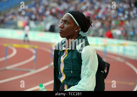 Rom, Italien, Juni 06: Janieve Russell von Jamaika konkurriert in der Frauen 400 m hurdlesevent während der iaaf Diamond League 2019 Golden Gala Pietro Mennea in Rom (Credit: Mickael Chavet/Zuma/Alamy Live-Nachrichten) Stockfoto