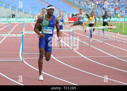 Rom, Italien, Juni 06: Rai Benjamin von USA konkurriert in die Männer 400m Hürden Ereignis während der iaaf Diamond League 2019 Golden Gala Pietro Mennea in Rom (Credit: Mickael Chavet/Zuma/Alamy Live-Nachrichten) Stockfoto