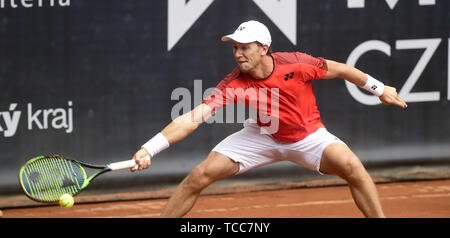 Prostejov, tschechische Republik. 07 Juni, 2019. Casper Ruud (Norwegen) in Aktion während der Moneta Czech Open Tennis Turnier, Teil der ATP Challenger Tour, am 7. Juni 2019 in Prostejov, tschechische Republik. Credit: Ludek Perina/CTK Photo/Alamy leben Nachrichten Stockfoto