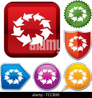 Vector Illustration. Setzen Sie glänzende Symbol Serie auf den Schaltflächen. Pfeil Zyklus. Stock Vektor