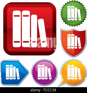Vector Illustration. Setzen Sie glänzende Symbol Serie auf den Schaltflächen. Bücher. Stock Vektor