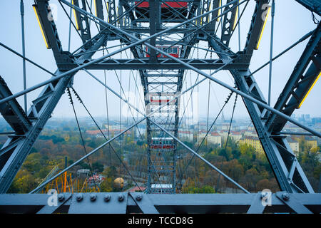 Der Blick auf Wien vom Wiener Riesenrad das Wiener Riesenrad im Prater in Wien am 04.11.2018. Bild von Julie Edwards Stockfoto