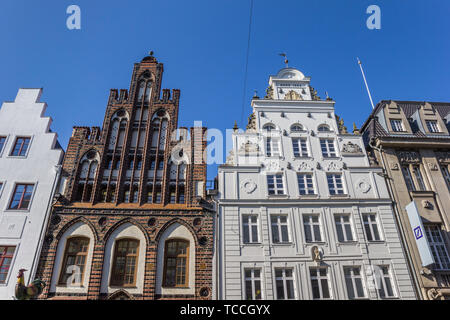 Verzierten Fassaden an der Universität in Rostock, Deutschland Stockfoto