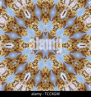 Grafik mit Kaleidoskop Design abstrakt mit gelben Töne Stockfoto