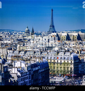 Überblick über die Stadt von der Kathedrale Notre-Dame de Paris, am linken Seine-Ufer, Latin, Tour Eiffel Tower in der Ferne, Paris, Frankreich, Europa, Stockfoto