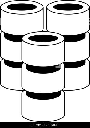 Datenbank Server Festplatten Technologie Symbol in Schwarz und Weiß Stock Vektor