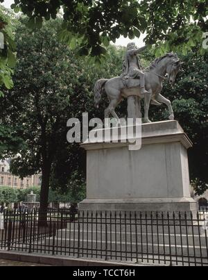 ECUESTRE ESTATUA DE LUIS XIII REALIZADA EN 1829. Autor: DUPATY LOUIS/CORTOT JEAN PIERRE. Ort: PLAZA DE VOSGES. Frankreich. Ludwig XIII. von Frankreich. Stockfoto