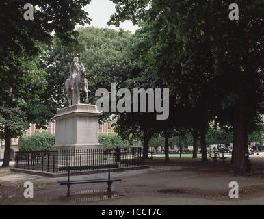 ECUESTRE ESTATUA DE LUIS XIII REALIZADA EN 1829. Autor: DUPATY LOUIS/CORTOT JEAN PIERRE. Ort: PLAZA DE VOSGES. Frankreich. Ludwig XIII. von Frankreich. Stockfoto