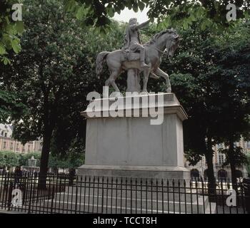 ECUESTRE ESTATUA DE LUIS XIII REALIZADA EN 1829. Autor: DUPATY LOUIS/CORTOT JEAN PIERRE. Ort: PLAZA DE VOSGES. Frankreich. Ludwig XIII. von Frankreich. Stockfoto