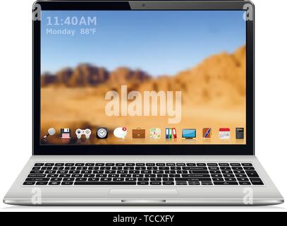 Hochwertige Vector Illustration der modernen Laptop mit modernen, farbenfrohen Benutzeroberfläche auf dem Bildschirm Stock Vektor