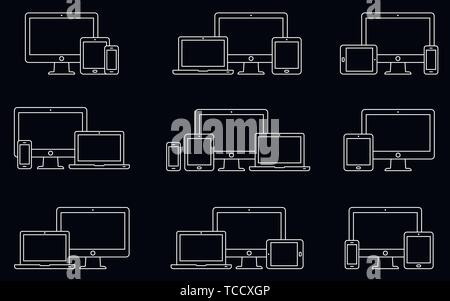 Linien Icon Set-Geräte Stock Vektor