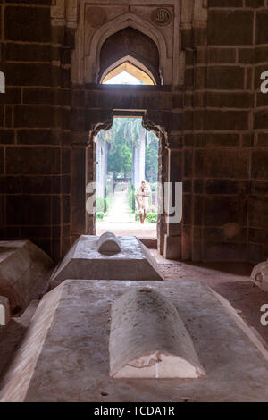 Das Grab von Mohammed Schah Mubarak Khan - Ka-Gumbaz, Lodi Gardens, New Delhi, Indien. Stockfoto