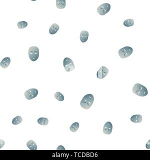 Nahtlose Muster des theatralischen Maske mit Zorn Emotion. Vector Illustration. Blaue Maske mit Farbverlauf auf weißem Hintergrund. Stock Vektor