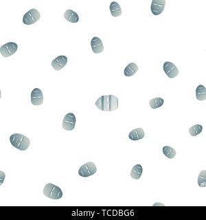 Nahtlose Muster des theatralischen Maske mit schmerzhaften Emotionen. Vector Illustration. Blaue Maske mit Farbverlauf auf weißem Hintergrund. Stock Vektor