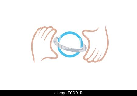 Kid Planet Space Kid Play Logo Design Symbol Symbol Stock Vektor