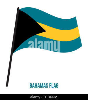 Bahamas Fahne winken Vector Illustration auf weißem Hintergrund. Bahamas Flagge. Stockfoto