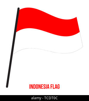 Indonesien Fahne winken Vector Illustration auf weißem Hintergrund. Indonesien Nationalflagge. Stockfoto