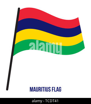 Mauritius Fahne winken Vector Illustration auf weißem Hintergrund. Mauritius Flagge. Stockfoto