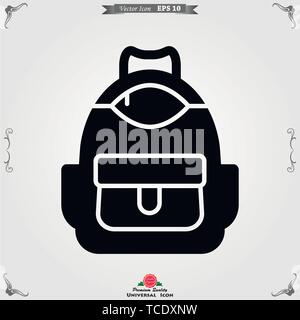 Rucksack solid Symbol im Hintergrund. Gepäck Glyphe Stil Design, für Web- und App entwickelt. Stock Vektor