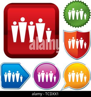 Vector Illustration. Setzen Sie glänzende Symbol Serie auf den Schaltflächen. Familie. Stock Vektor