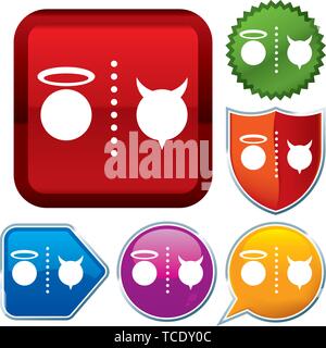 Vector Illustration. Setzen Sie glänzende Symbol Serie auf den Schaltflächen. Das Gute böse. Stock Vektor