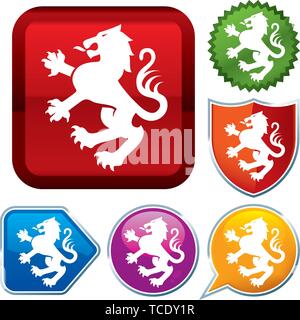 Vector Illustration. Setzen Sie glänzende Symbol Serie auf den Schaltflächen. Heraldische. Stock Vektor