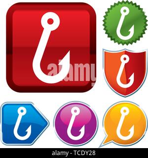 Vector Illustration. Setzen Sie glänzende Symbol Serie auf den Schaltflächen. Haken. Stock Vektor