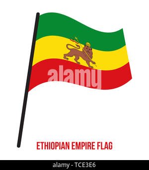 Äthiopischen Reiches (1270-1974) Flagge schwenkten Vector Illustration auf weißem Hintergrund. Abessinien Flagge. Geographisches Gebiet, in die aktuellen Zustände von Eritrea ein Stockfoto