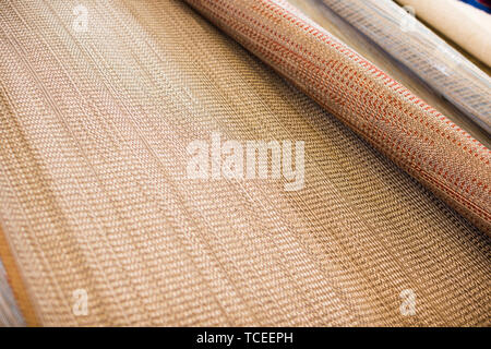 Bild der Wicker organische Bambus Teppiche am inneren Shop Stockfoto