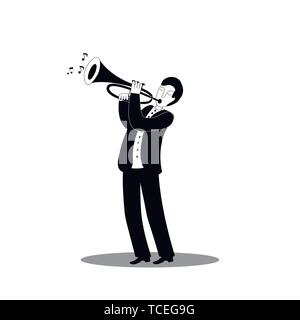 Jazz Trompeter. Internationalen Jazz und World Jazz Festival. Vector Illustration. Stock Vektor