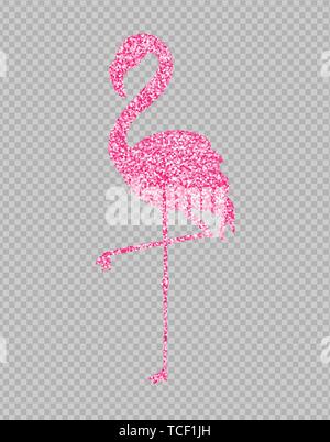 Rosa glitter Flamingo leuchtende banner Vektor. Night Club poster Label. Hell funkelnden schildern. transparenter Hintergrund Stock Vektor