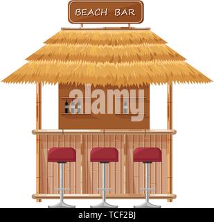 Beach Bar Vektor. Sommer tropische Meer. Holzhaus Symbol Vorlage Stock Vektor