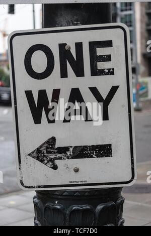 Zeichen, One Way, one-way Street, Seattle, Washington, USA, Nordamerika Stockfoto