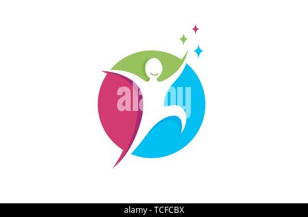 Kreative Springen glückliche Person Freiheit Metapher Geschenk hoffen, Logo Design Symbol Abbildung Stock Vektor