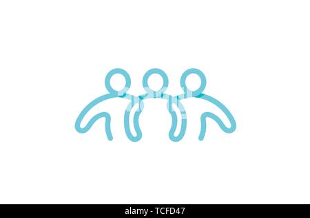 Kreative drei Personen Silhouette treffen Logo Design Community Verbindung Symbol Abbildung Stock Vektor