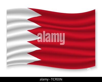 3D-Wehende Flagge von Bahrain. Für Ihr Design Template Stock Vektor