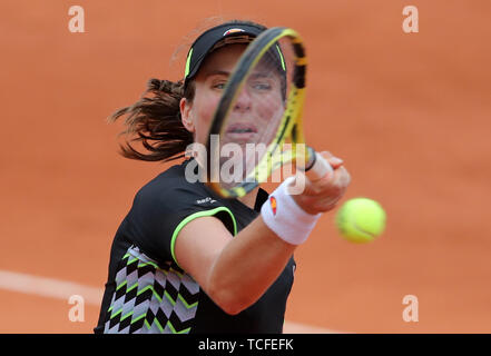 Johanna Konta während Halbfinale der Frauen bei den French Open in Roland Garros in Paris. Stockfoto