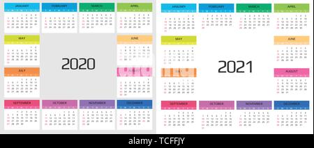 Kalender 2020 Vorlage. 12 Monate gehören Urlaub Veranstaltung Stock Vektor