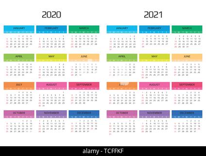 Kalender 2020 Vorlage. 12 Monate gehören Urlaub Veranstaltung Stock Vektor