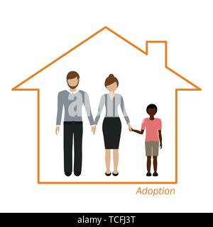 Annahme eines afrikanischen Jungen Familie in einem Haus Vektor-illustration EPS 10. Stock Vektor