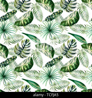 Aquarell Sommer nahtlose Muster mit tropischen Blumen Stockfoto